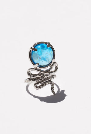 Cosmic Serpent Ring Silver Tone